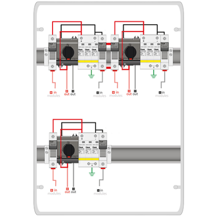Gave Solartec STM11025P20/3 caixa de proteção DC - 3 strings - 1000V 20A - com seccionador