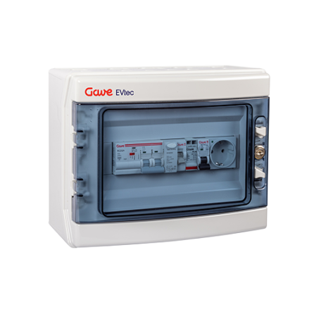 GAVE EVtec 030ACVM40RS Caixa de proteção VE - monofásico 40A - Rearme automático - tomada Schuko